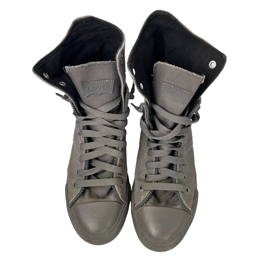 Levi's Men's Gray Sneaker Boot Ankle High Top Textile Lace-Up Side Zipper US 9